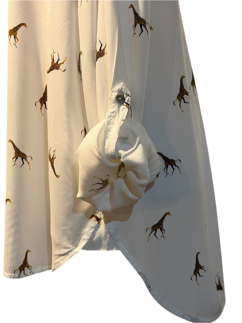 Jane + Delancey White Giraffe Print Button Down Blouse Top Animal Print Size XL - Picture 13 of 16